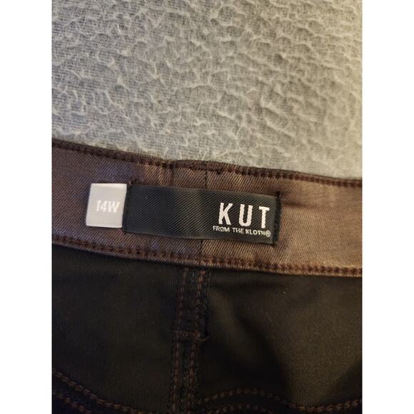 Kut from Kloth Rachel Fab Ab Mom Jean High Rise Button Fly Faux Leather 14W NWT - Picture 8 of 14